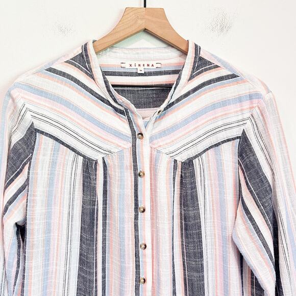 Xirena Sorento Striped Button Tie Tunic Dress Pink Size M - Picture 2 of 8